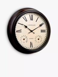 Brookpace Lascelles Roman Numeral Outdoor Wall Clock with Temperature & Humidity, 36cm, Brown - thumbnail 2