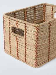 John Lewis Rectangular Seagrass Basket, Set of 2, Red/Natural - thumbnail 3