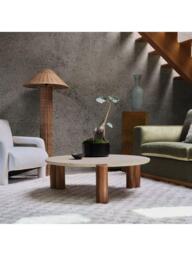 West Elm Travertine Coffee Table, Cool Walnut - thumbnail 2