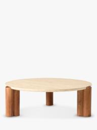 West Elm Travertine Coffee Table, Cool Walnut - thumbnail 6