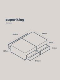 Silentnight Non-Sprung Upholstered 4 Drawer Divan Base, Super King Size - thumbnail 5