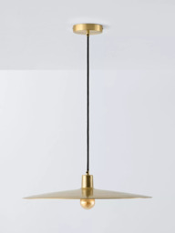 John Lewis Hammered Metal Flat Pendant Ceiling Light, Gold - thumbnail 2