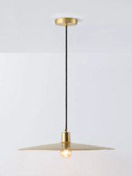 John Lewis Hammered Metal Flat Pendant Ceiling Light, Gold - thumbnail 1