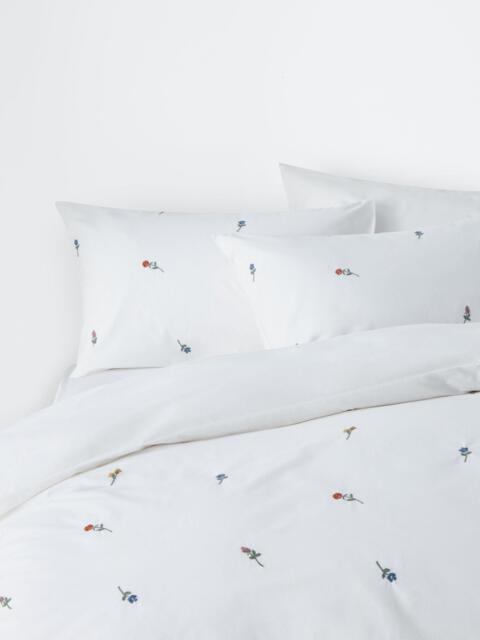 John Lewis Berkeley Floral Pure Cotton Embroidered Percale Duvet Cover Set, 200 Thread Count - image 1