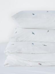 John Lewis Berkeley Floral Pure Cotton Embroidered Percale Duvet Cover Set, 200 Thread Count - thumbnail 6