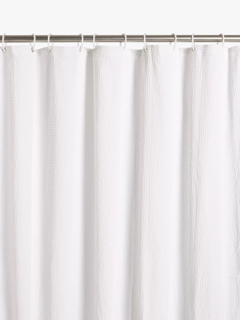 John Lewis Textured Seersucker Recycled Polyester Shower Curtain, White - image 1