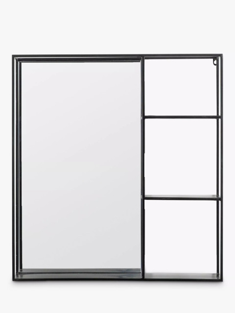 Gallery Direct Lombardy Rectangular Metal Frame 3 Shelf Wall Mirror, 65 x 60cm, Black - image 1