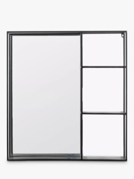 Gallery Direct Lombardy Rectangular Metal Frame 3 Shelf Wall Mirror, 65 x 60cm, Black - thumbnail 1