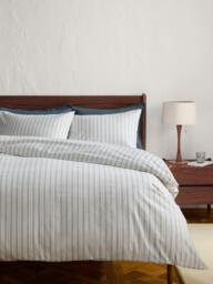 John lewis Ottawa Pure Brushed Cotton Stripe Bedding, Blue - thumbnail 2