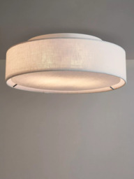 John Lewis Samantha Linen Flush Ceiling Light, White - thumbnail 1