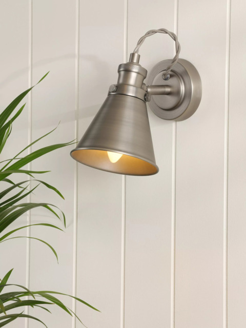 Laura Ashley Rufus Single Wall Light, Nickel - image 1