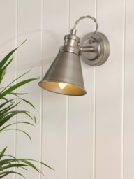 Laura Ashley Rufus Single Wall Light, Nickel - thumbnail 1