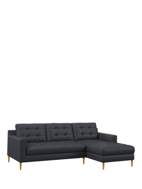 John Lewis Draper II RHF Chaise Leather Sofa, Light Leg - image 1