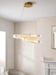 John Lewis Clarice Glass Swirl LED Hoop Pendant Ceiling Light, Gold Effect - thumbnail 6