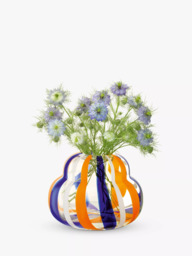 LSA International Folk Glass Vase, H19cm, Orange/Blue - thumbnail 2