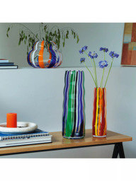 LSA International Folk Glass Vase, H19cm, Orange/Blue - thumbnail 3