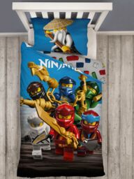 LEGO Ninjago Reversible Pure Cotton Duvet Cover and Pillowcase Set, Single - thumbnail 1
