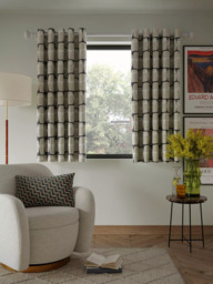 Scion Going Lohko Pair Lined Eyelet Curtains, Putty & Charcoal - thumbnail 6
