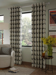 Scion Going Lohko Pair Lined Eyelet Curtains, Putty & Charcoal - thumbnail 4