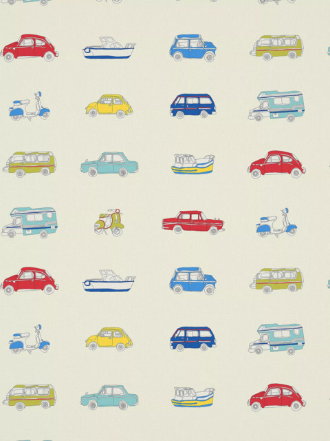 Harlequin Go Go Retro Made to Measure Curtains or Roman Blind, Strawberry/Sky Blue - image 1