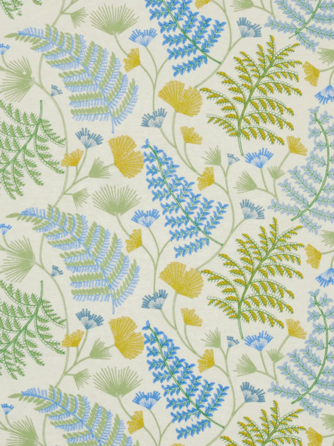 John Lewis Laurel Embroidery Made to Measure Curtains or Roman Blind, Tranquil Blue - image 1