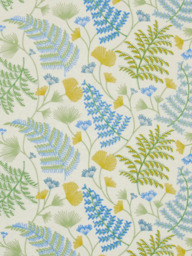 John Lewis Laurel Embroidery Made to Measure Curtains or Roman Blind, Tranquil Blue - thumbnail 1