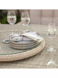 Bramblecrest Chedworth 8-Seater Garden Elliptical Dining Table & Chairs Set with Lazy Susan & Parasol, Sandstone - thumbnail 4