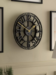 Newgate Clocks Warehouse Arabic Numeral Skeleton Wall Clock, 40cm, Black - thumbnail 4