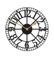 Newgate Clocks Warehouse Arabic Numeral Skeleton Wall Clock, 40cm, Black - thumbnail 1