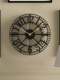 Newgate Clocks Warehouse Arabic Numeral Skeleton Wall Clock, 40cm, Black - thumbnail 3