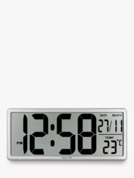 Acctim Datekeeper LCD Digital Wall Alarm Clock, Silver - thumbnail 1
