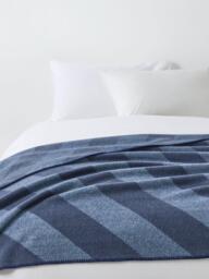 John Lewis Ultrasoft Stripe Throw, Blue - thumbnail 4