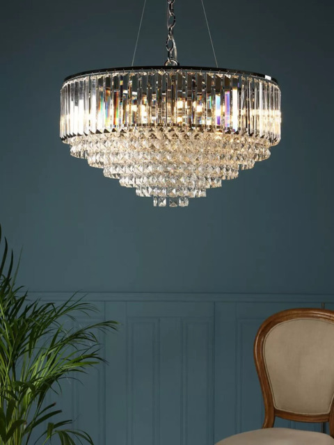 Laura Ashley Vienna Grand Crystal Glass Ceiling Light, Clear/Polished Chrome - image 1