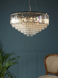 Laura Ashley Vienna Grand Crystal Glass Ceiling Light, Clear/Polished Chrome