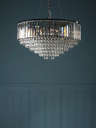 Laura Ashley Vienna Grand Crystal Glass Ceiling Light, Clear/Polished Chrome - thumbnail 2