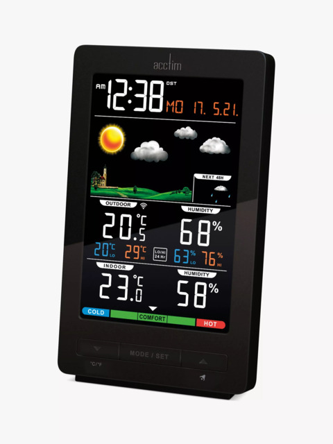 Acctim Ermir LCD Digital Weather Station Clock, Grey - image 1
