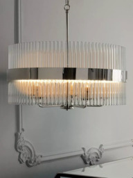 Laura Ashley Alexa Grand Ceiling Light, Clear/Polished Nickel - thumbnail 1