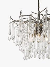 John Lewis Verity Glass Chandelier Ceiling Light, Antique Brass - thumbnail 4