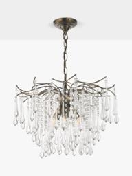 John Lewis Verity Glass Chandelier Ceiling Light, Antique Brass - thumbnail 3