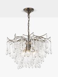 John Lewis Verity Glass Chandelier Ceiling Light, Antique Brass