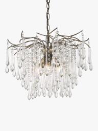 John Lewis Verity Glass Chandelier Ceiling Light, Antique Brass - thumbnail 5