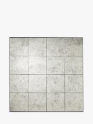 OKA Sedgwick Square Glass Tile Wall Mirror, 120 x 120cm, Antiqued Glass - thumbnail 1