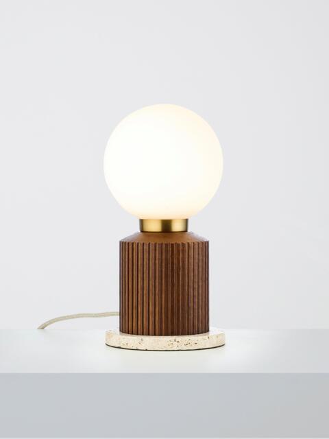 John Lewis Hudson Reeded Wood Table Lamp, Walnut Effect - image 1