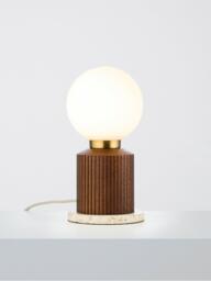 John Lewis Hudson Reeded Wood Table Lamp, Walnut Effect - thumbnail 1