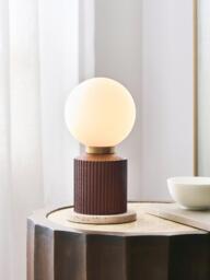 John Lewis Hudson Reeded Wood Table Lamp, Walnut Effect - thumbnail 2