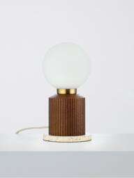 John Lewis Hudson Reeded Wood Table Lamp, Walnut Effect - thumbnail 3