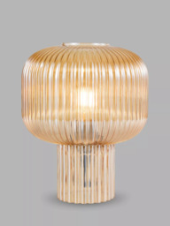 Där Demarius Ribbed Glass Table Lamp, Amber - thumbnail 1