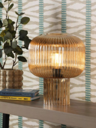 Där Demarius Ribbed Glass Table Lamp, Amber - thumbnail 2