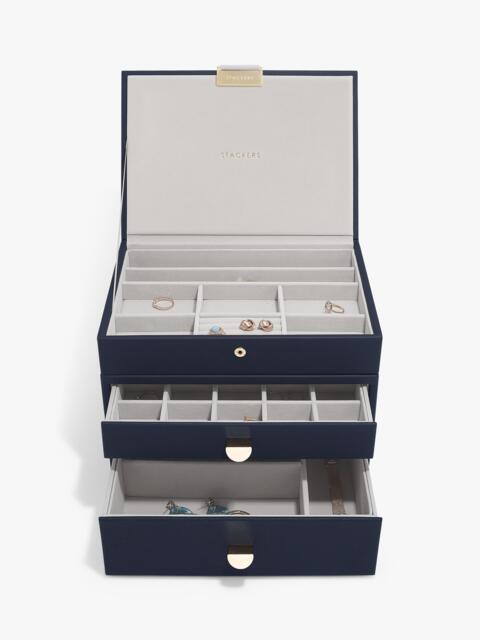 Stackers Faux Leather Classic Jewellery Box 2-Drawer Set - image 1