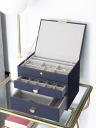 Stackers Faux Leather Classic Jewellery Box 2-Drawer Set - thumbnail 2